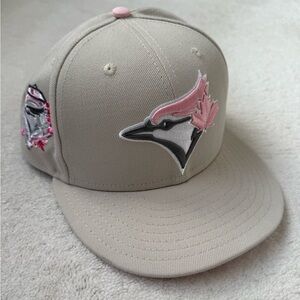 Women's Tan Baseball Cap with Pink Embroidery